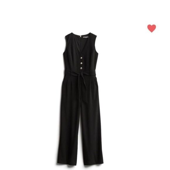 Karl Lagerfeld Black Jumpsuit with Wide Leg Crop Pants- size 8 - Picture 1 of 9